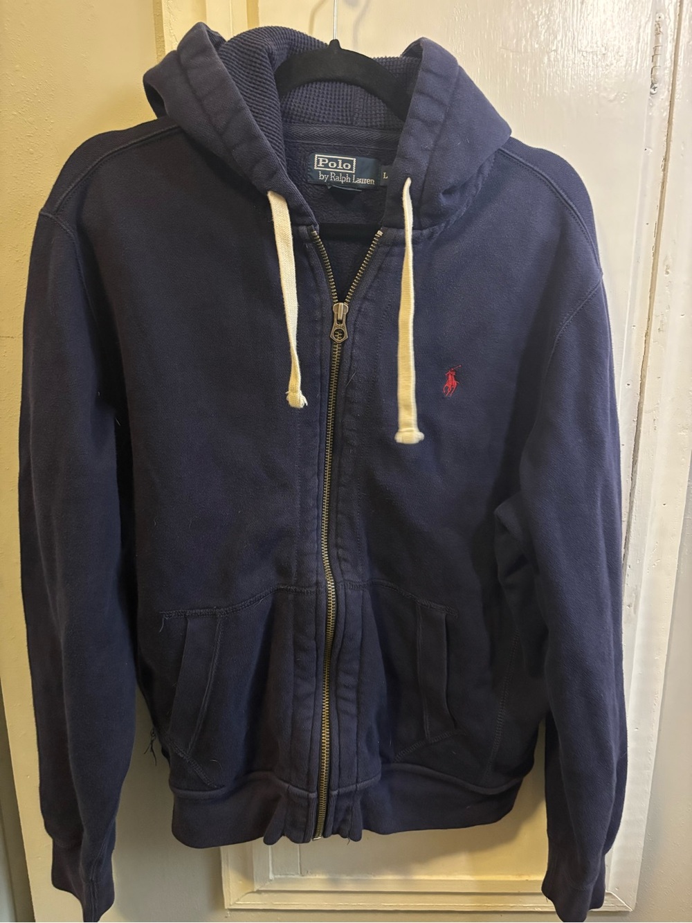 Ralph Lauren Heavy Navy Zip-Up Hoodie with Red Pony